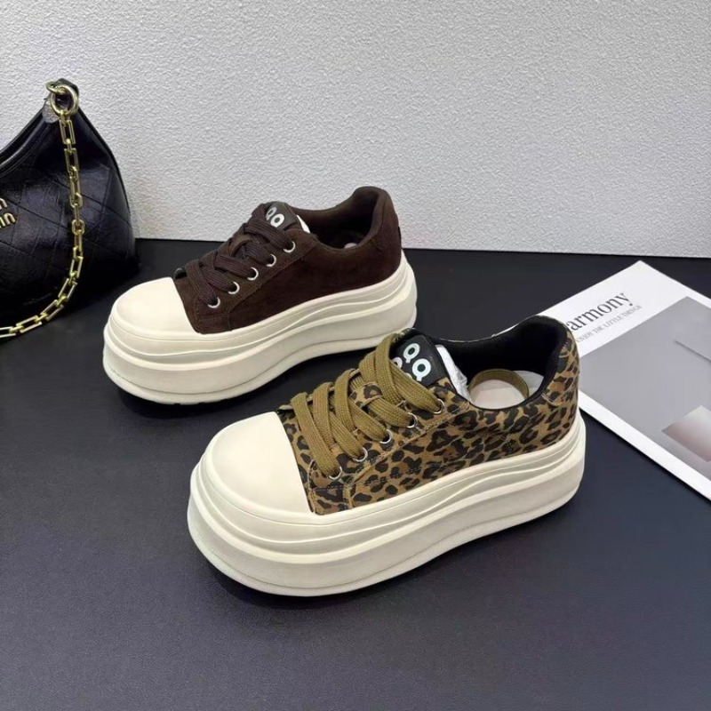 Embroidery Garments - Women Leopard Print Platform Sneakers, Thick