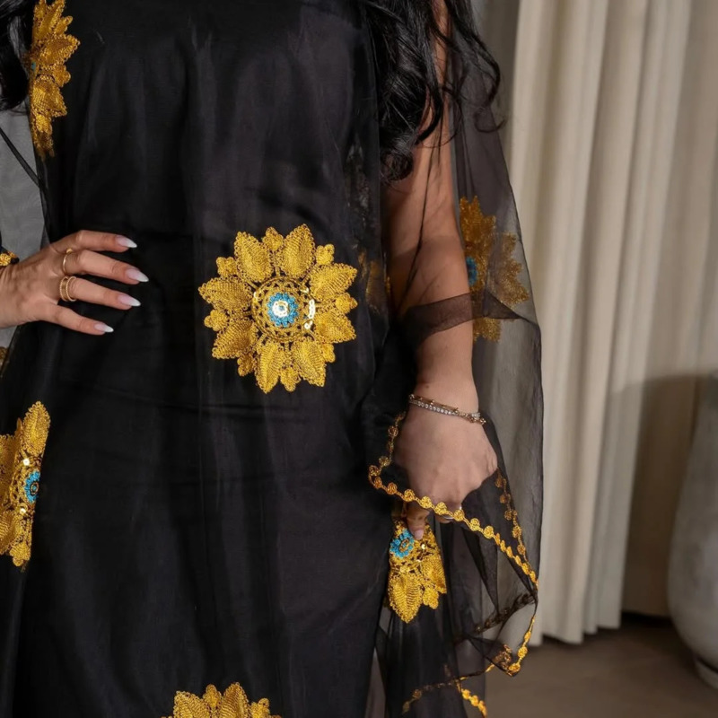 Women Floral Embroidered Maxi  - огляд і ціна Embroidery Yellow Dress