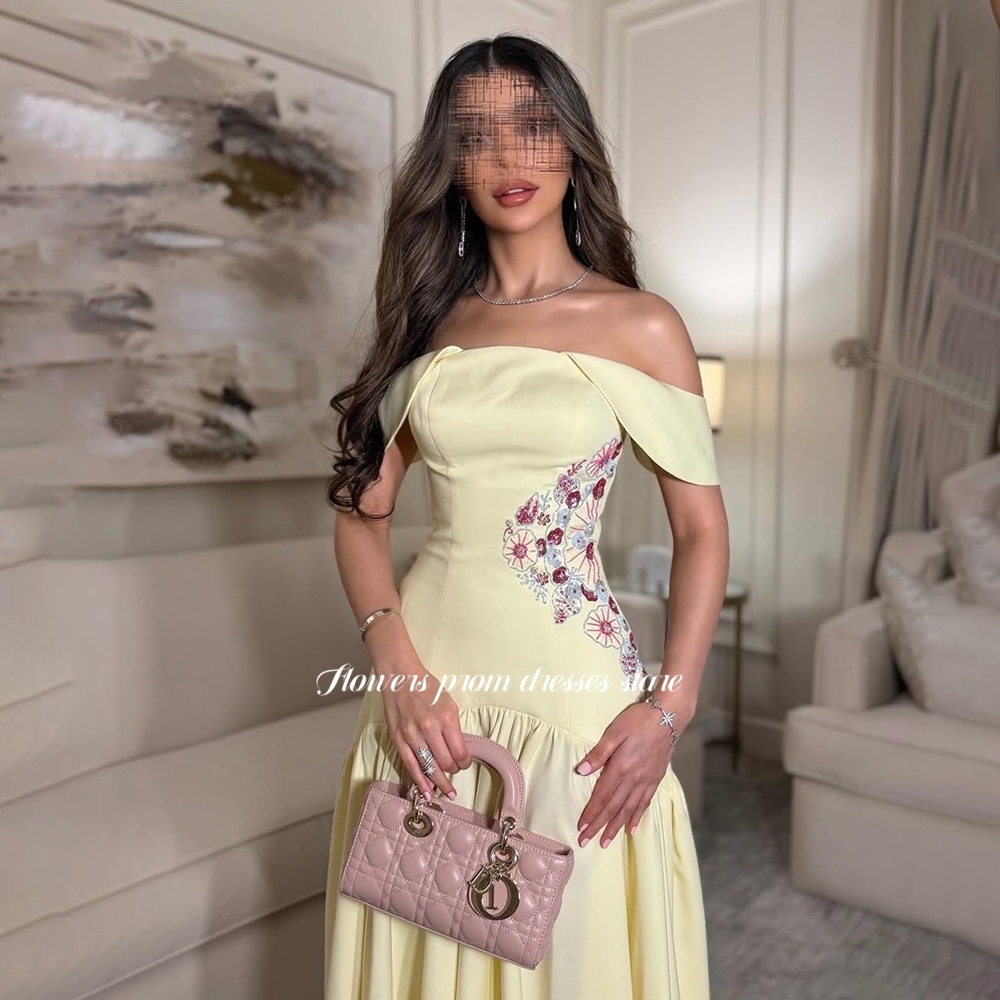 Flowers Yellow Prom Dress with - огляд і ціна Embroidery Yellow Dress