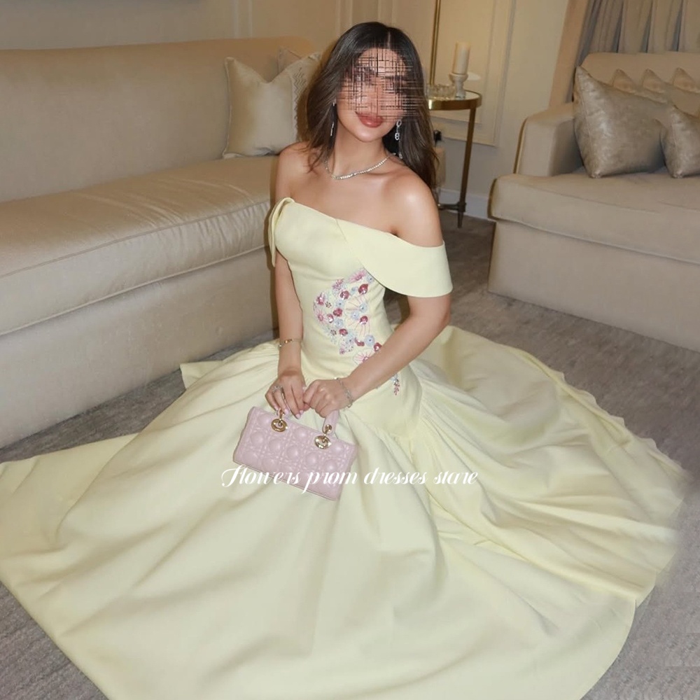 Flowers Yellow Prom Dress with - огляд і ціна Embroidery Yellow Dress