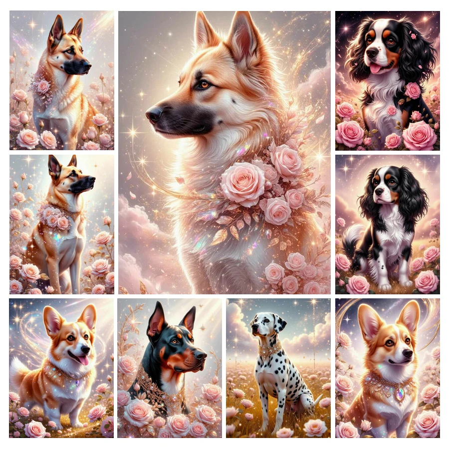 Cute Dog and Flower Diamond Pa - огляд і ціна Embroidery Rose